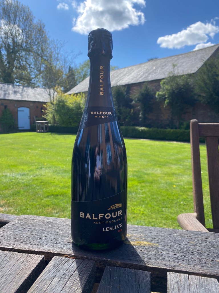 Bottle of Sparkling Red outside