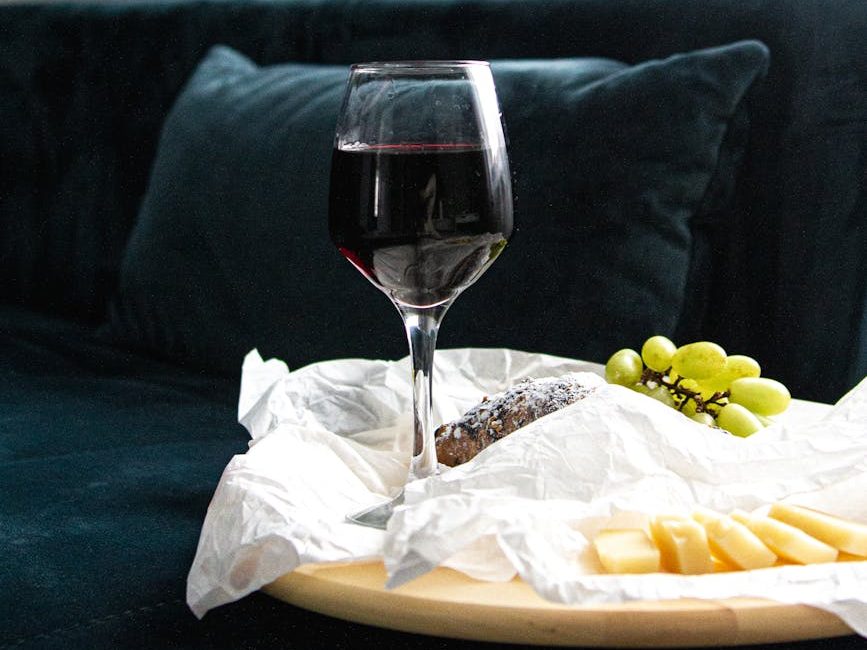 red wine and cheese and grapes
